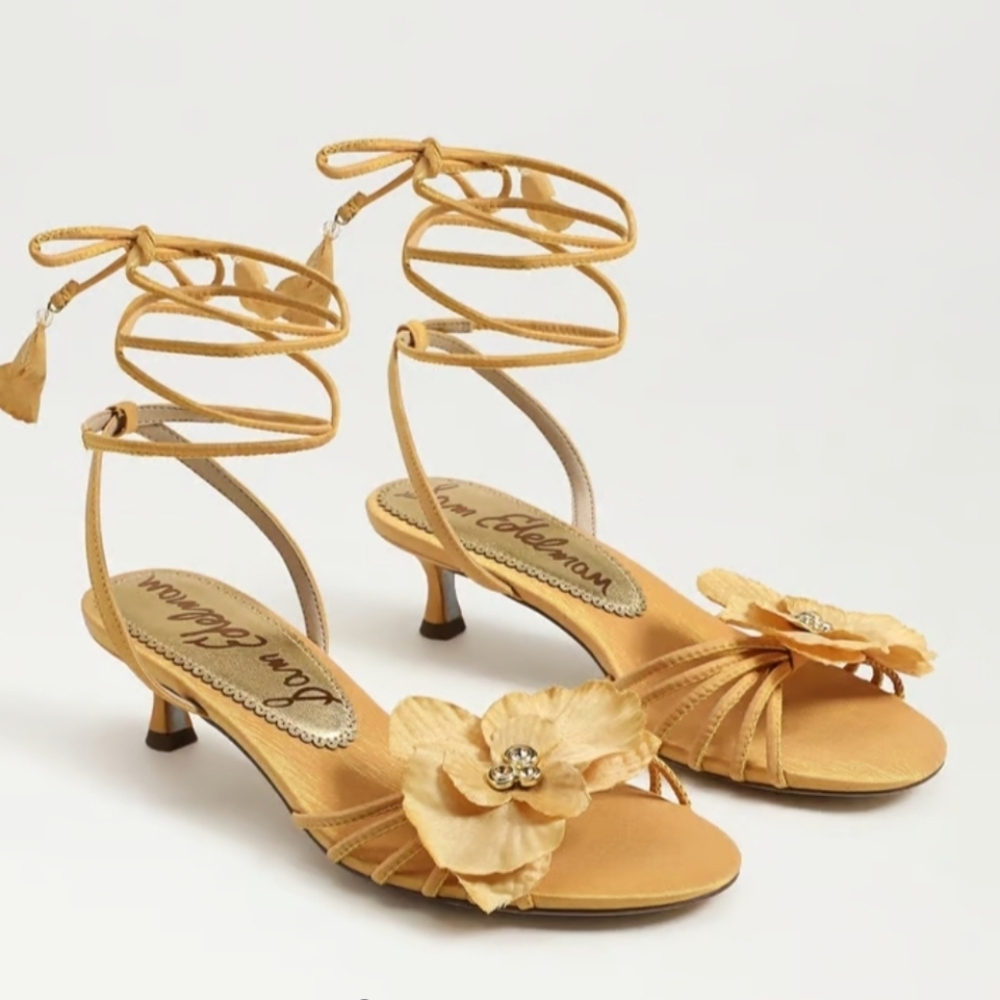 💛▪️Sam Edelman▪️ Sunflower  Lace-Up Carla Strappy Kitten Heel Sandal Size 7